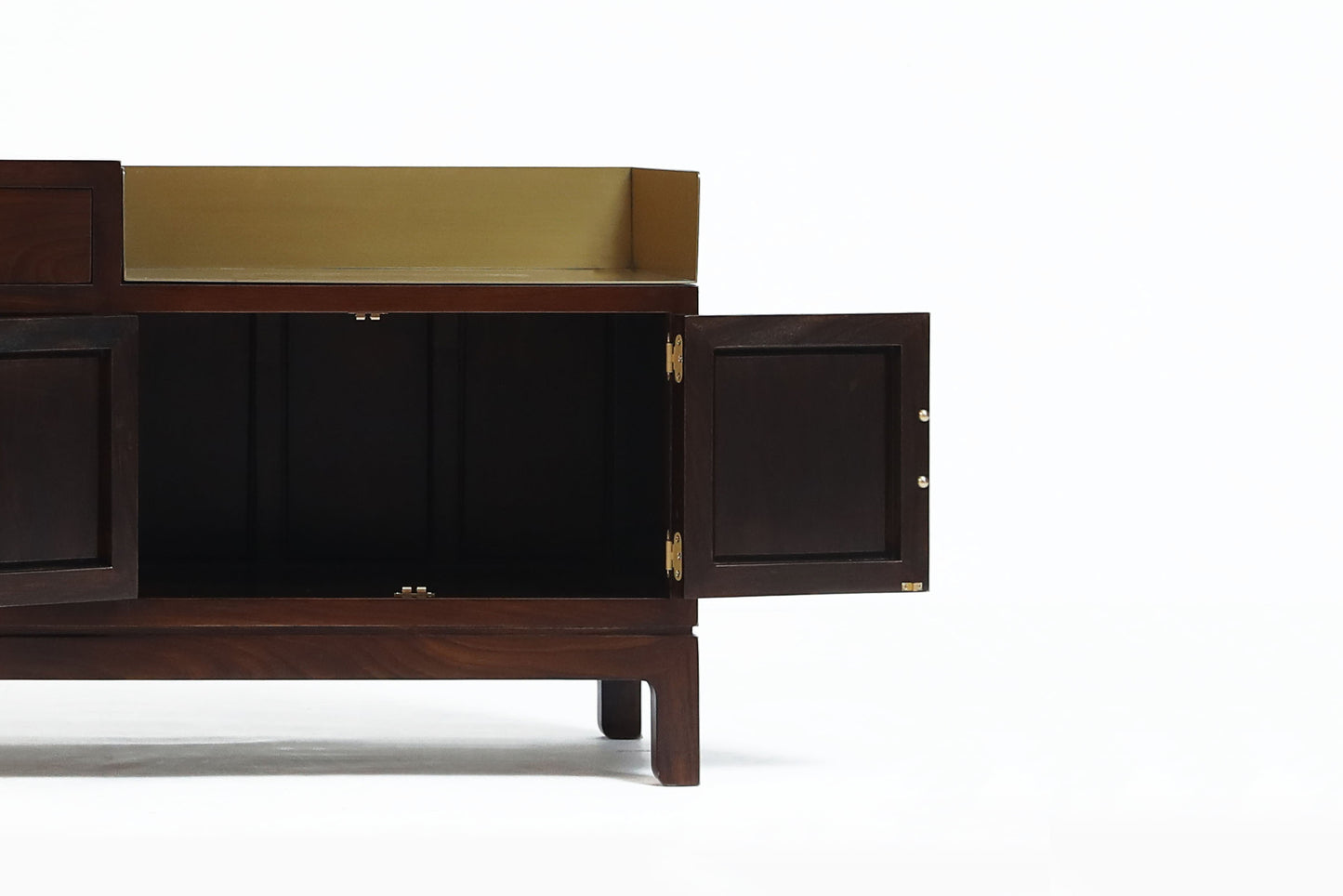 Handcrafted Modern Rattan & Brass Rack TV Cabinet, flexible rattan panel
