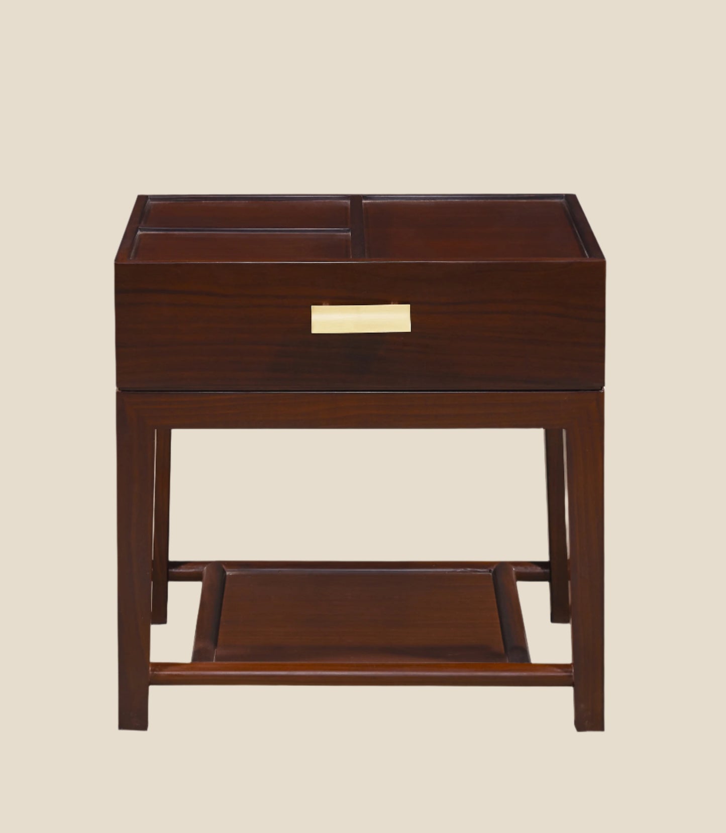 Handcrafted hardwood Storage Nightstand with Brass Accent - SOHOO