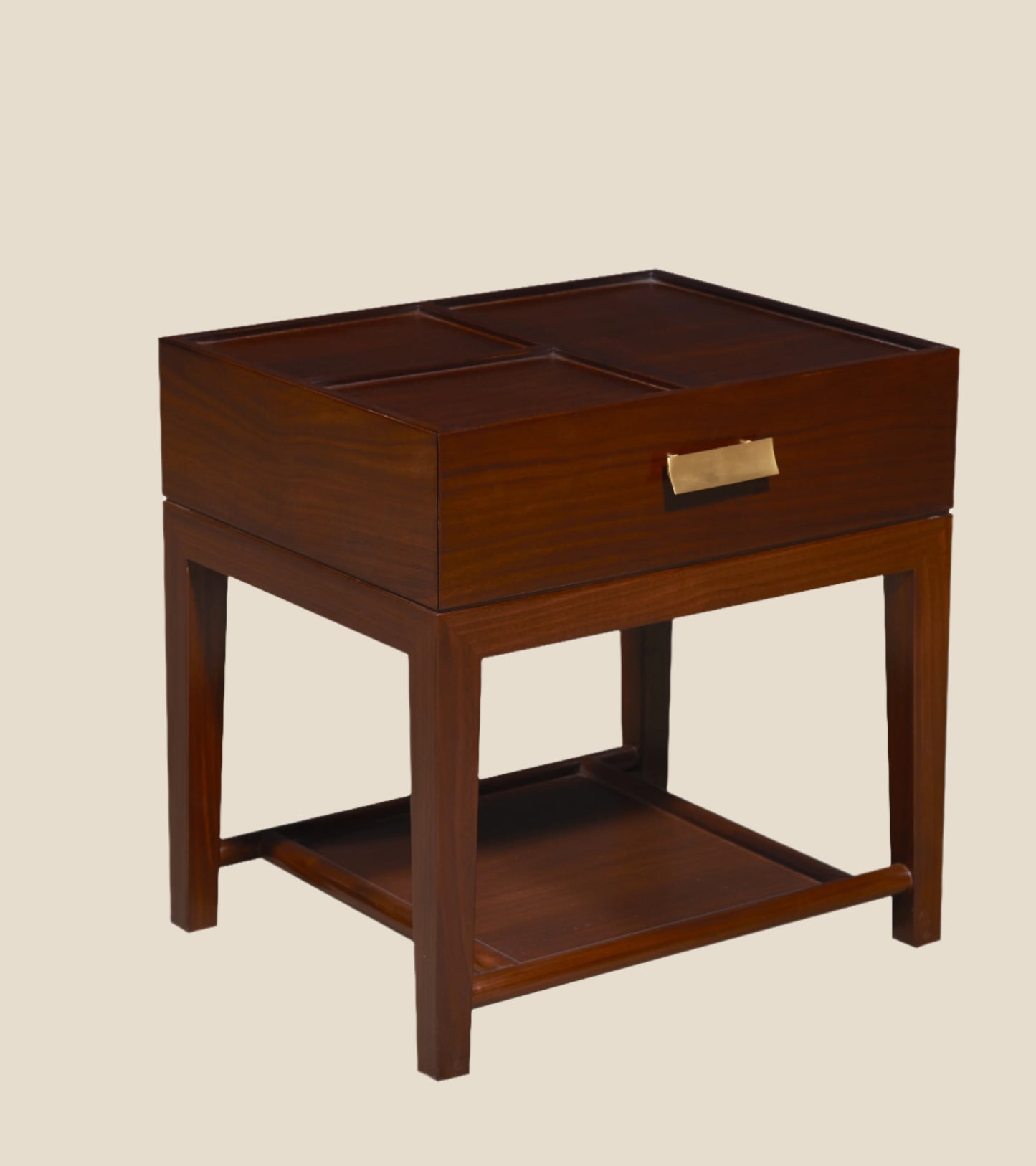 Handcrafted hardwood Storage Nightstand with Brass Accent - SOHOO