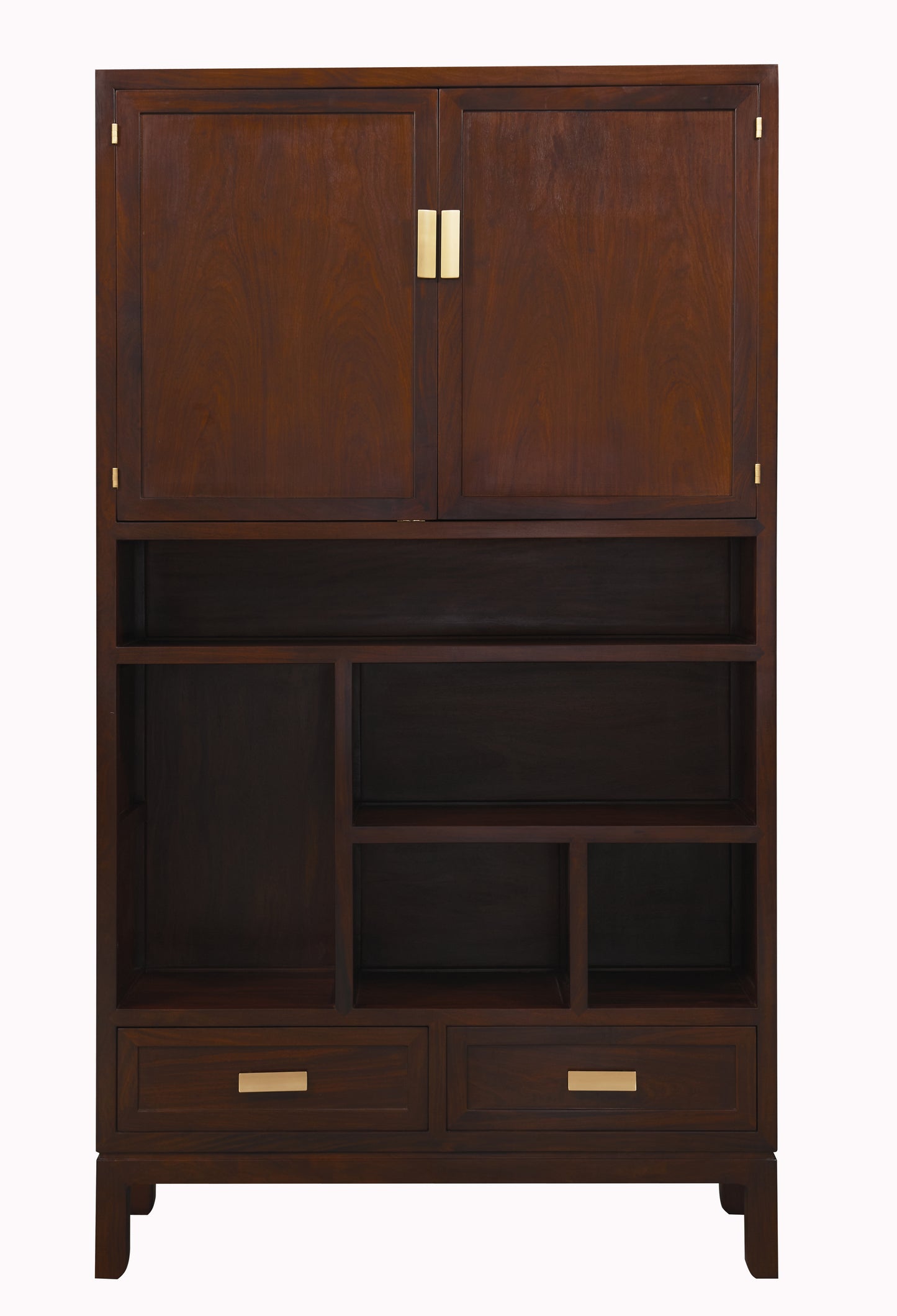 Handcrafted Modern Walnut Finish Wooden Storage Cabinet with Multi-Functional Shelves