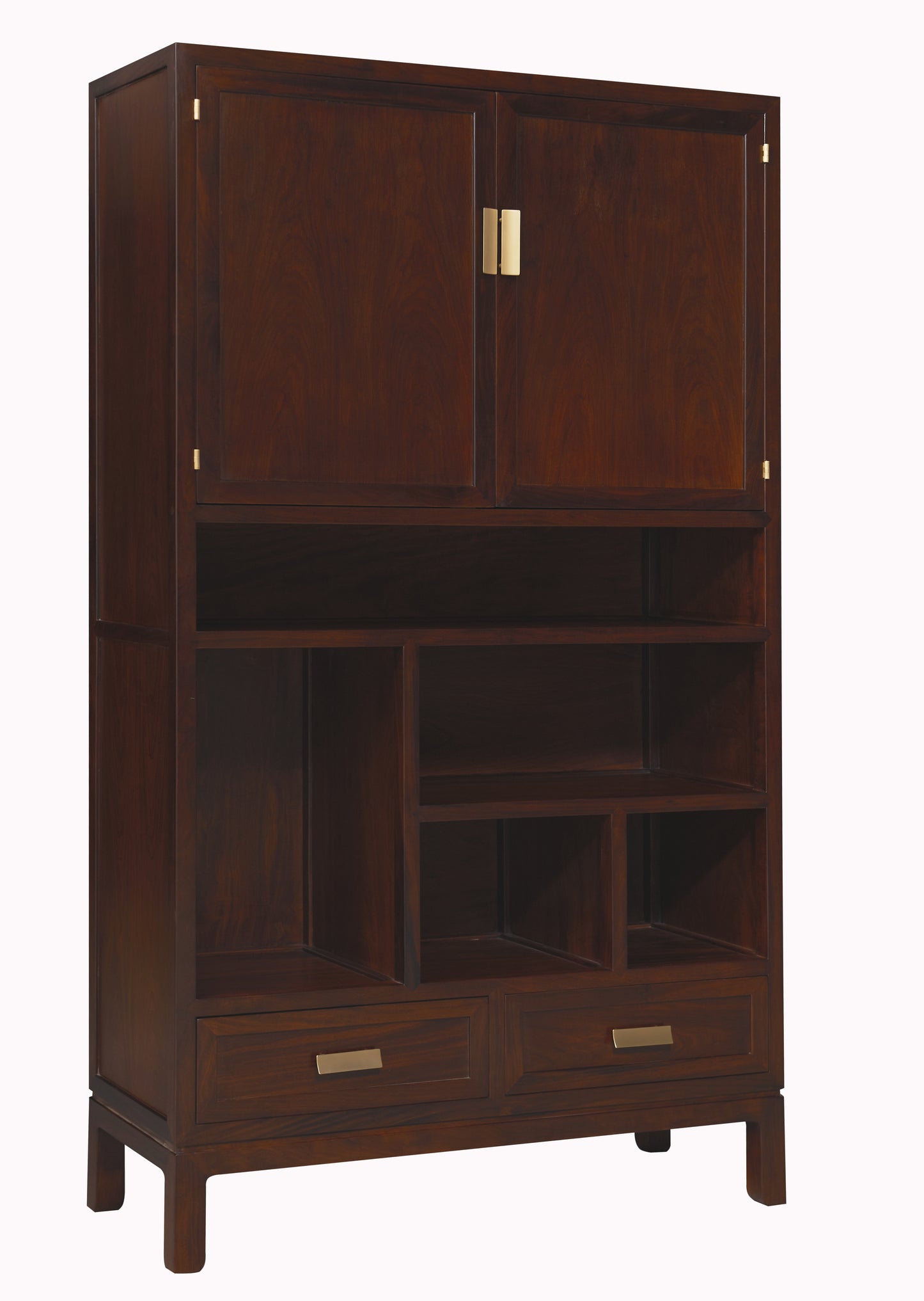 Handcrafted Modern Walnut Finish Wooden Storage Cabinet with Multi-Functional Shelves