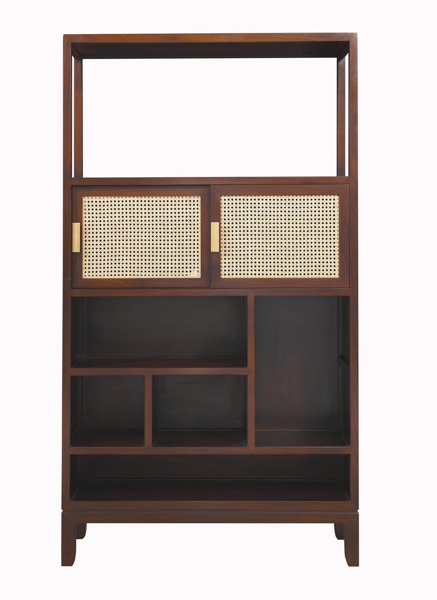 Handcrafted Modern Walnut Finish Wooden Storage Cabinet with Multi-Functional Shelves