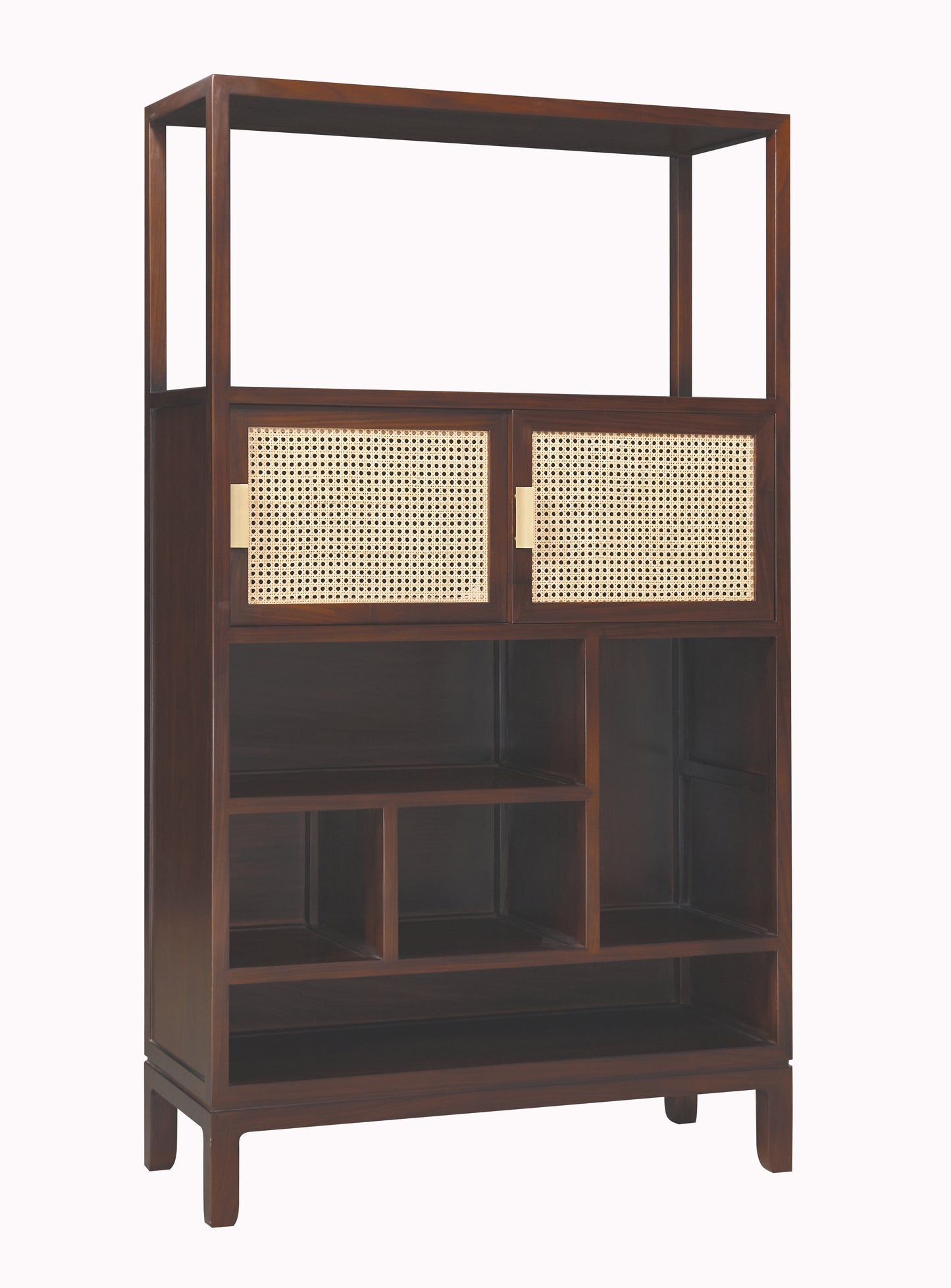 Handcrafted Modern Walnut Finish Wooden Storage Cabinet with Multi-Functional Shelves