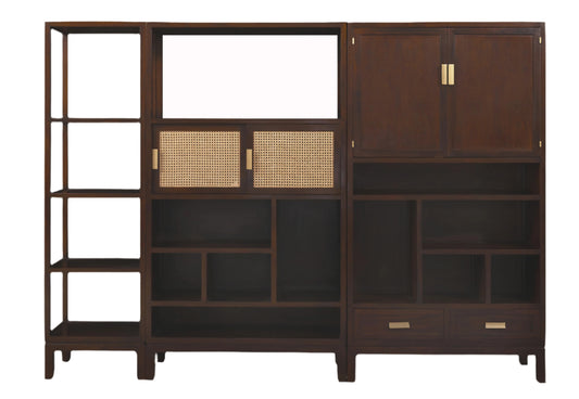 Handcrafted Modern Walnut Finish Wooden Storage Cabinet with Multi-Functional Shelves - SOHOO