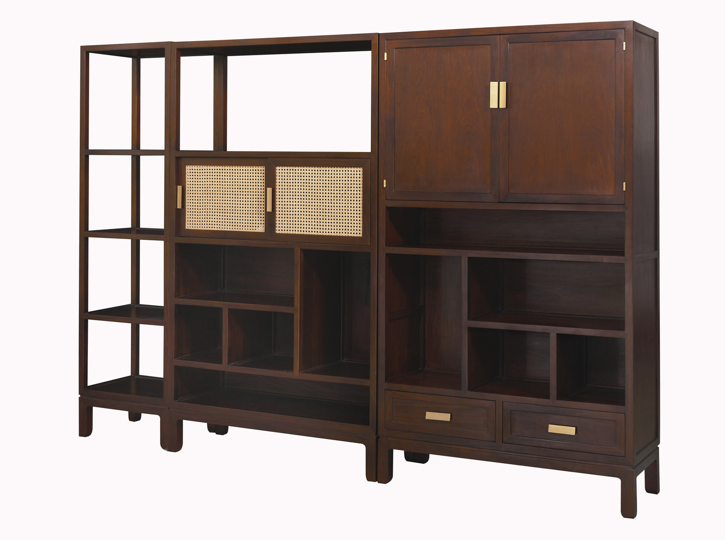 Handcrafted Modern Walnut Finish Wooden Storage Cabinet with Multi-Functional Shelves