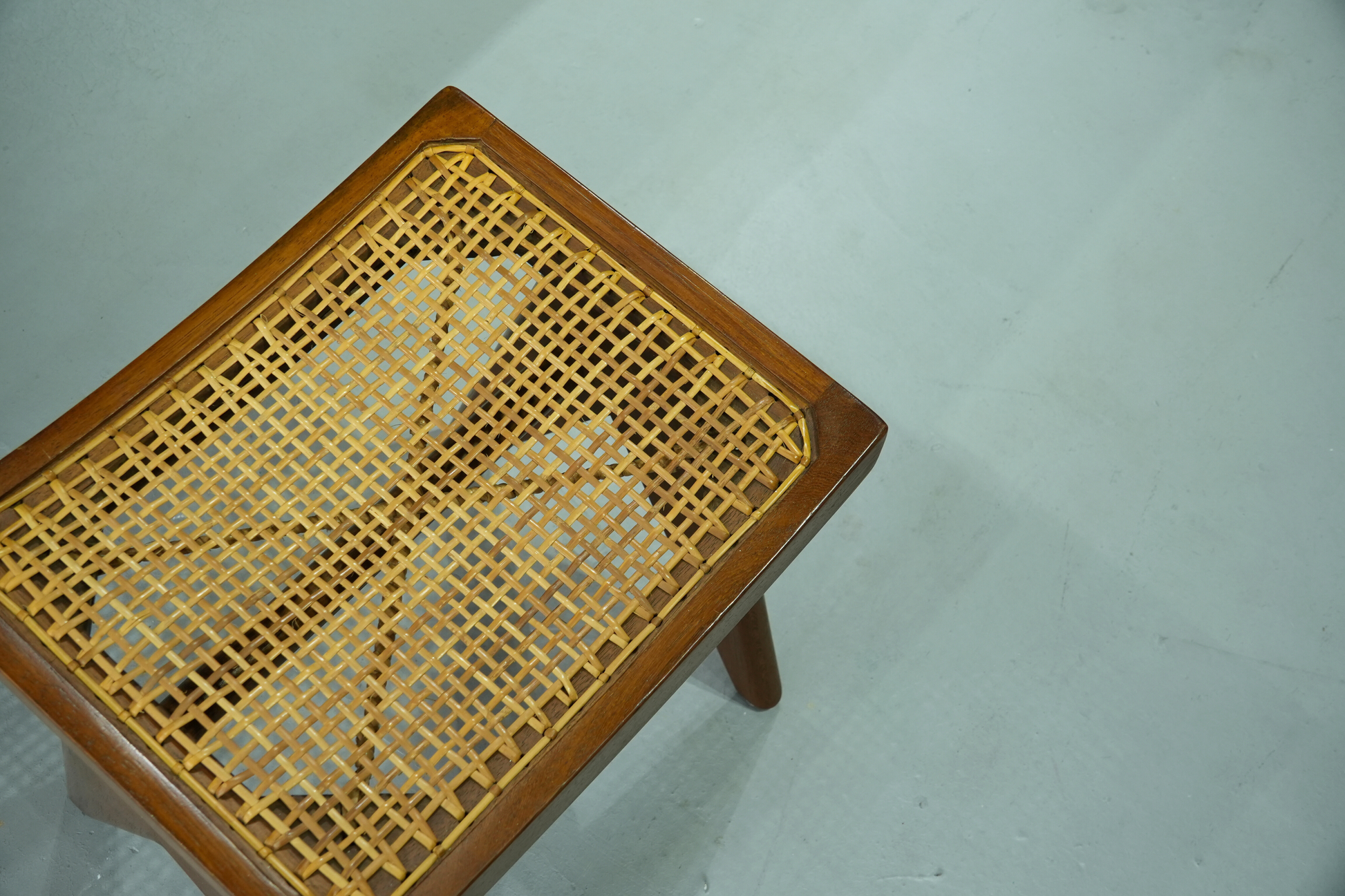 Handcrafted Antique Teak and Natural Rattan Stool -- A Timeless Classic - SOHOO