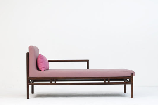 Handcrafted  Elegant Wooden Chaise Lounge with Upholstered Cushion -- - SOHOO