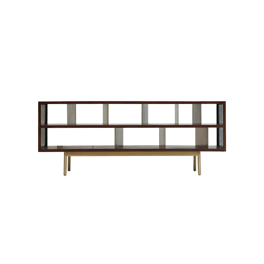 Handcrafted Elegant Modular Storage Shelf with Brass Accents - SOHOO