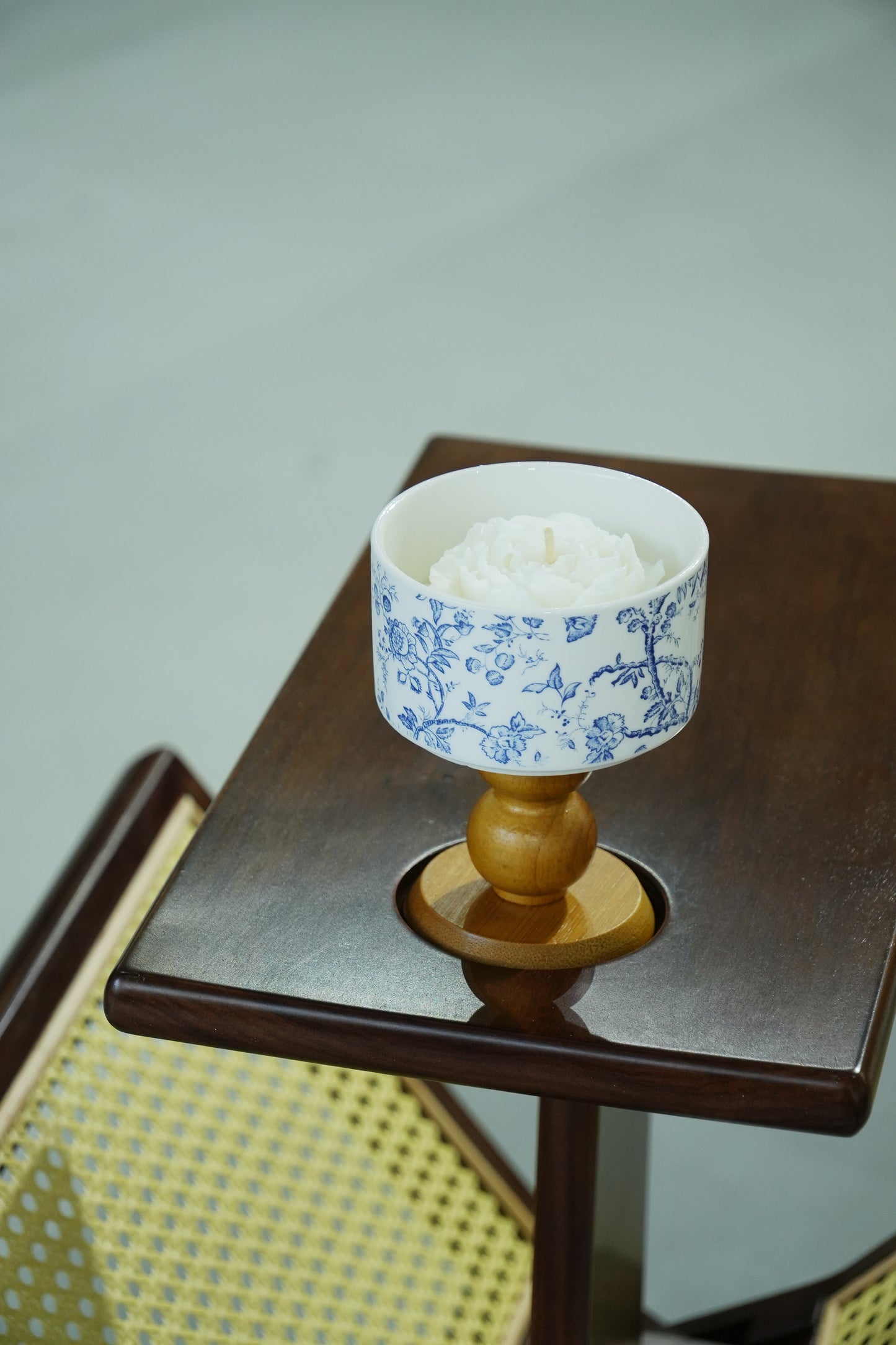 Blue Floral Candle Holder