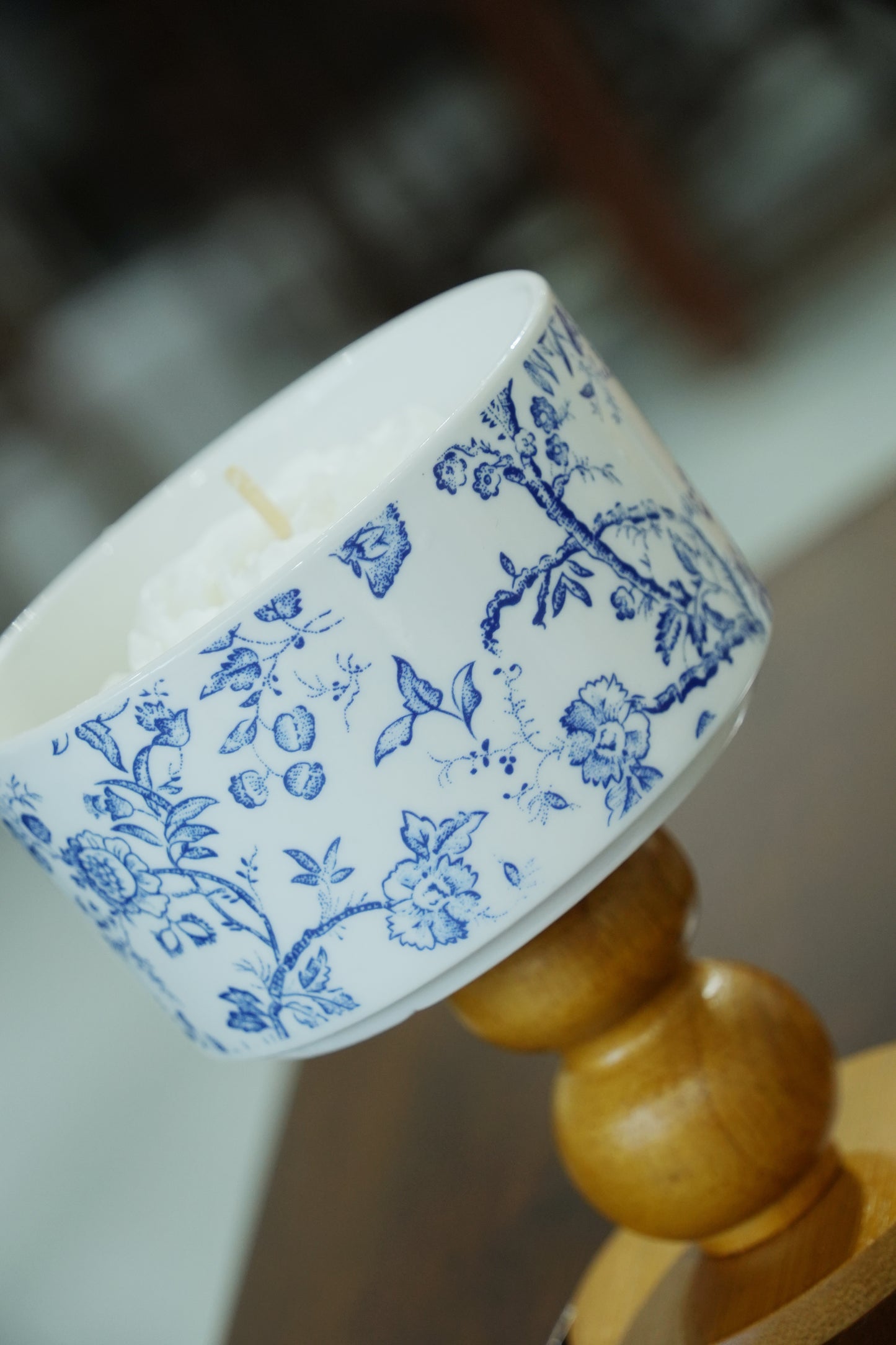 Blue Floral Candle Holder