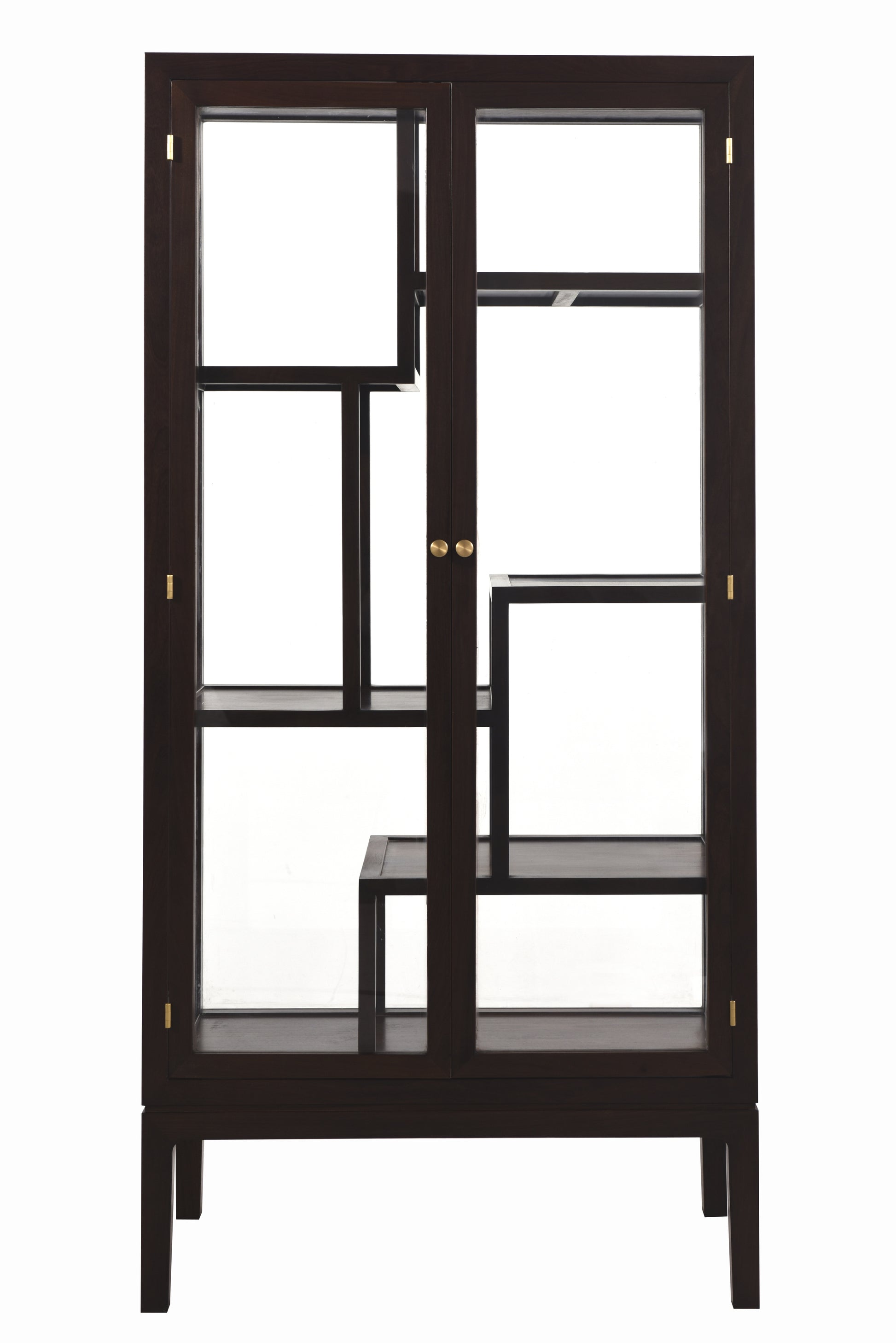 Handcrafted Elegant hardwood Display Cabinet with Glass Paneling - SOHOO