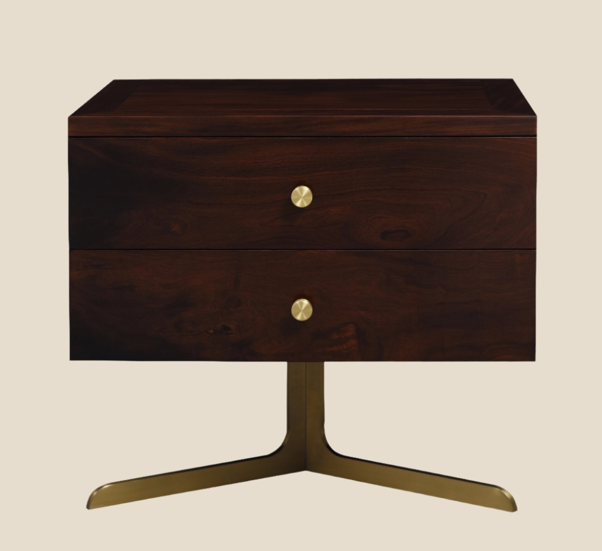 Handcrafted hardwood   Wooden Side Table with Brass-Inlaid Legs, minimalist design - SOHOO