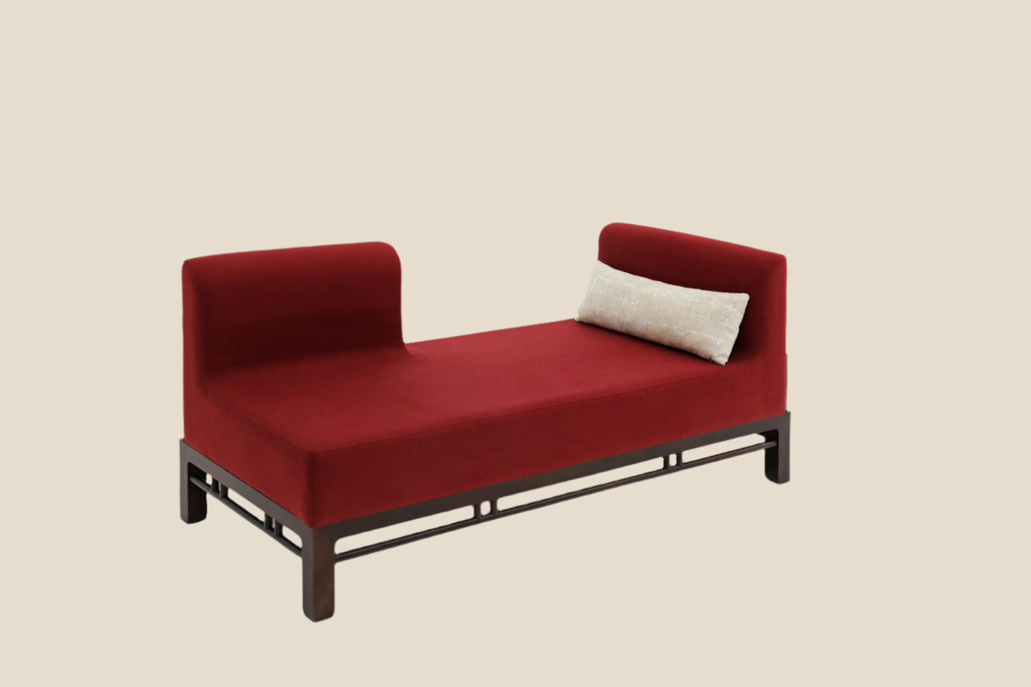 Handcrafted hardwood Modern Red Chaise Lounge,two-seater sofa