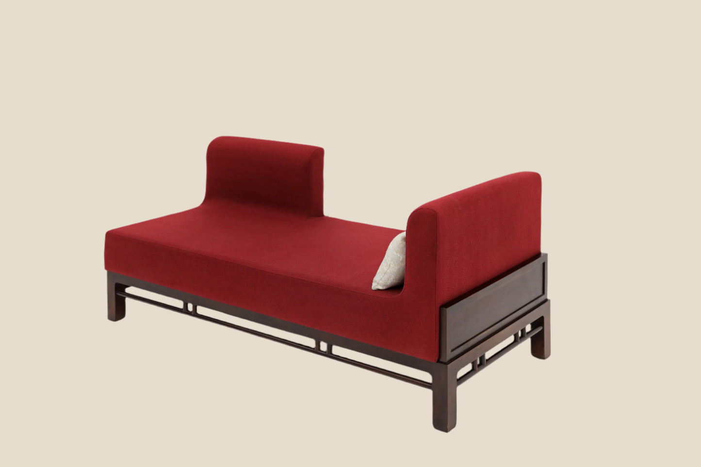 Handcrafted hardwood Modern Red Chaise Lounge,two-seater sofa