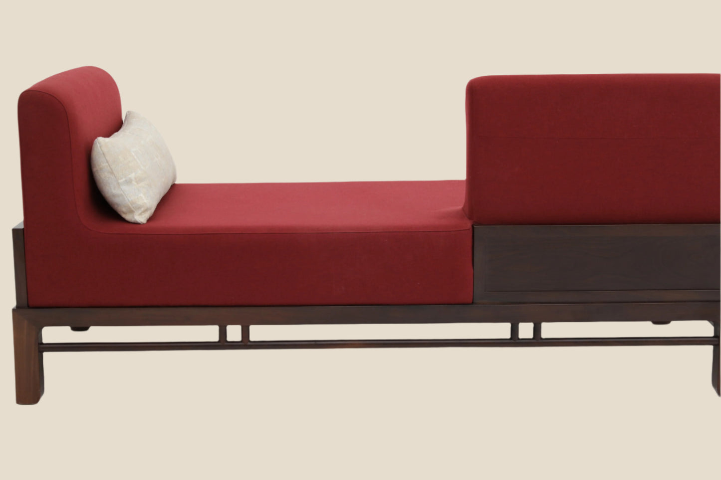 Handcrafted hardwood Modern Red Chaise Lounge,two-seater sofa
