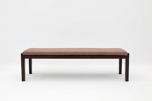 Handcrafted Natural Hardwood Modern Minimalist Bench with a Warm Mocha Cushion - SOHOO