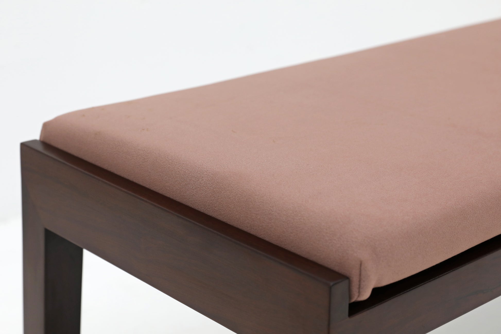 Handcrafted Natural Hardwood Modern Minimalist Bench with a Warm Mocha Cushion - SOHOO