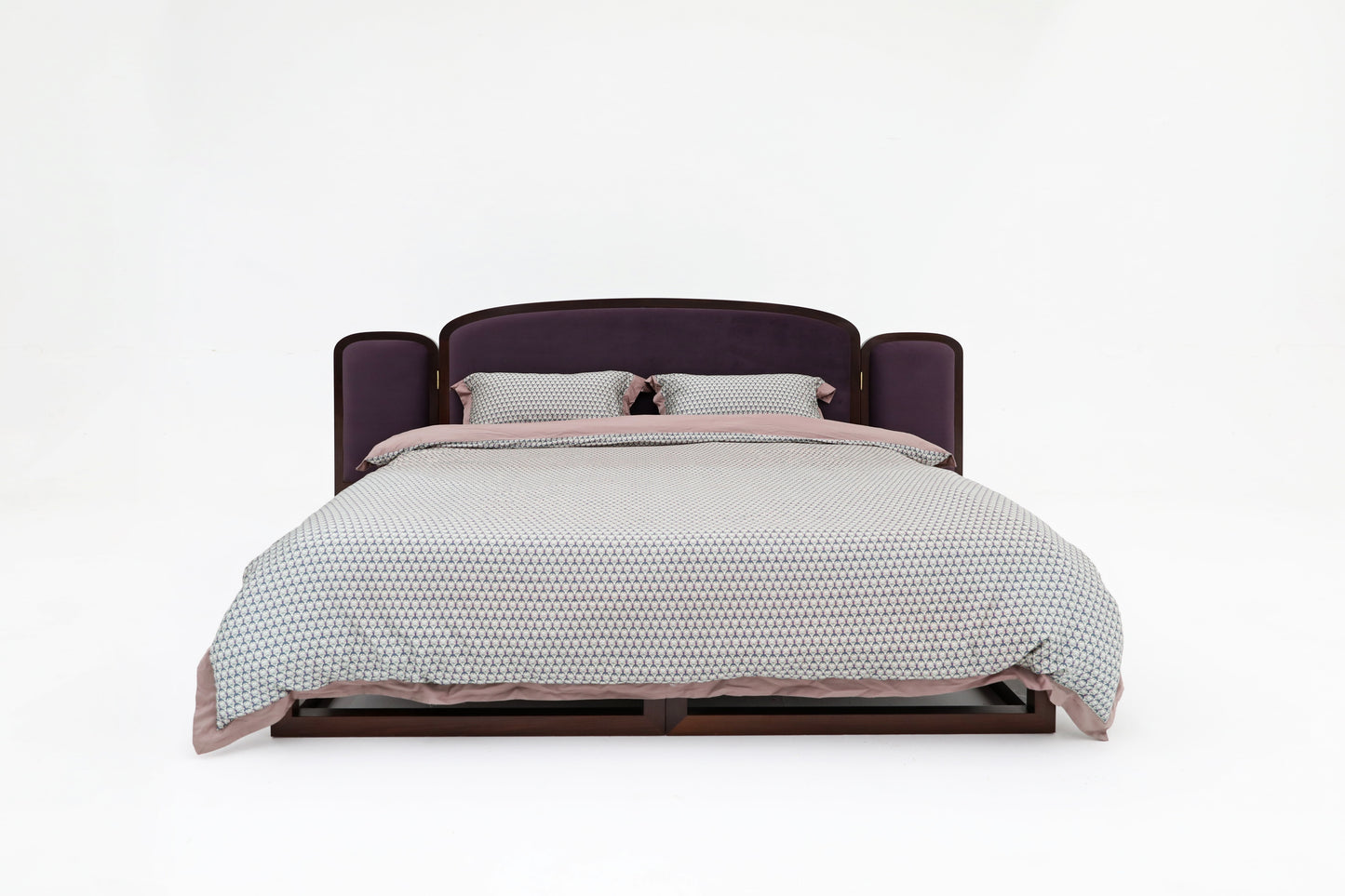 Handcrafted hardwood Luxurious Forest Green Upholstered Bed