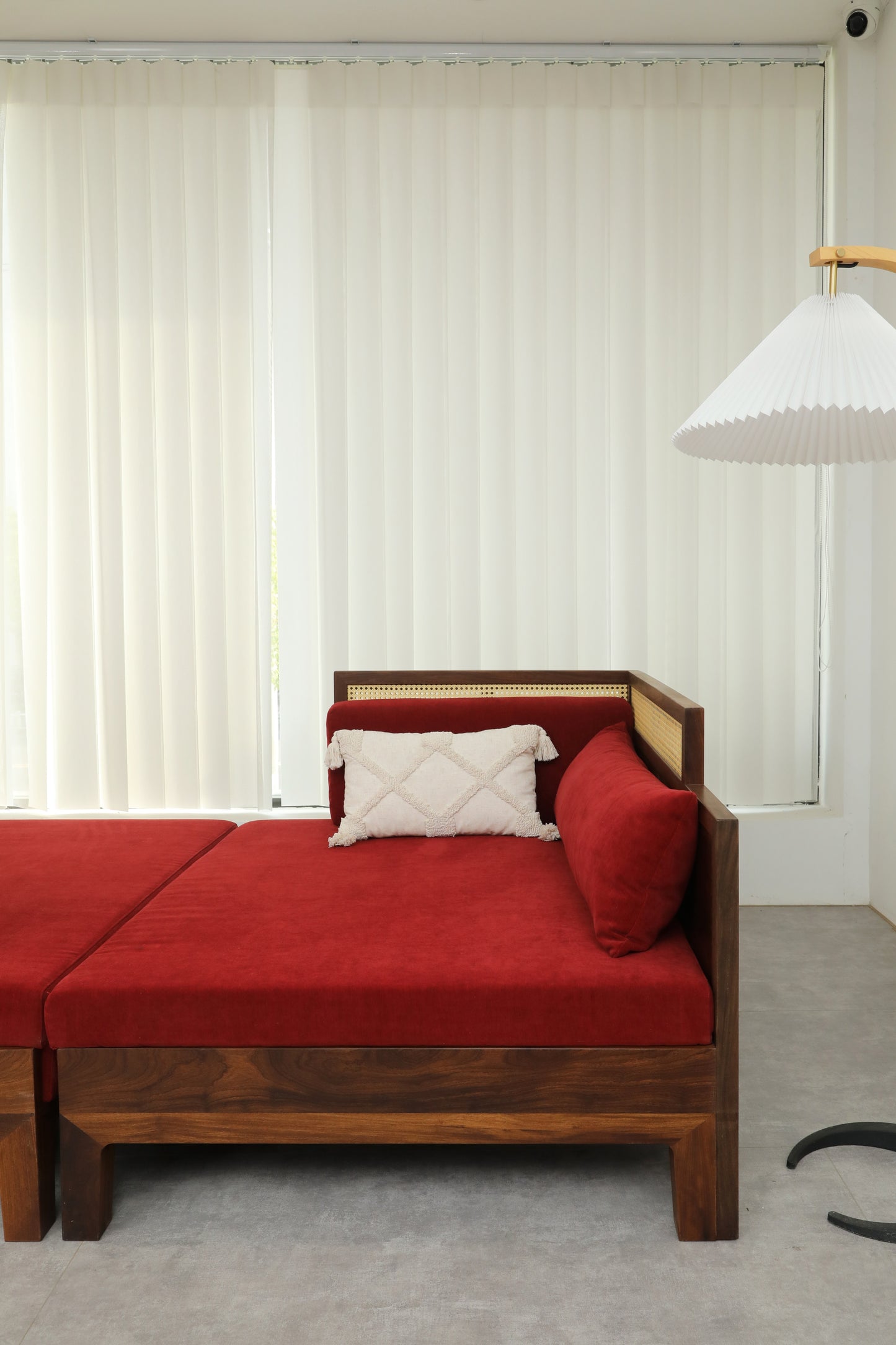 Handcrafted Versatile Wooden Daybed with Rattan Backrest, multiple colors