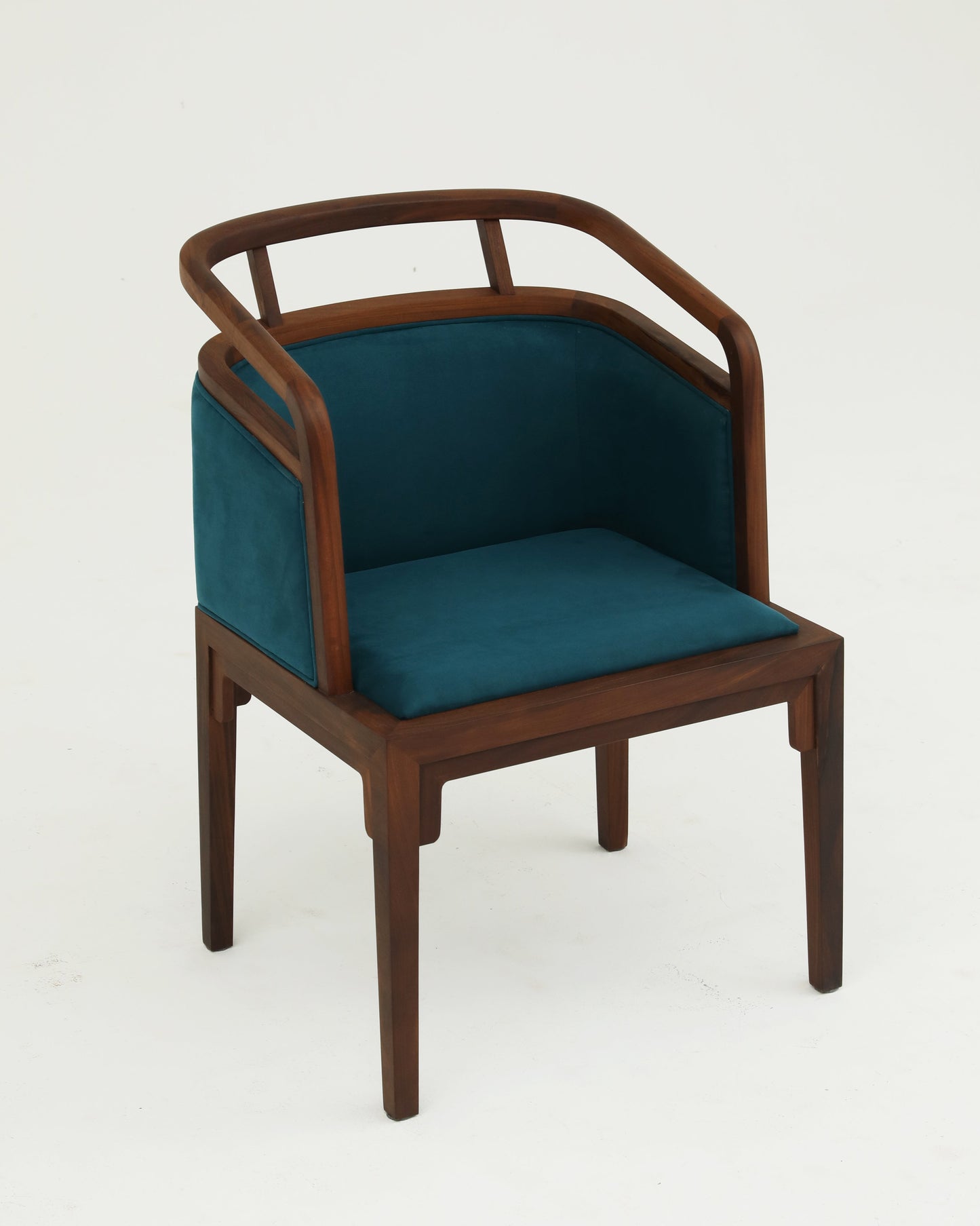 Handcrafted Minimalist hardwood Dining Chair, Elegant Armchair with Premium Hardwood Frame and Tech Fabric Upholstery