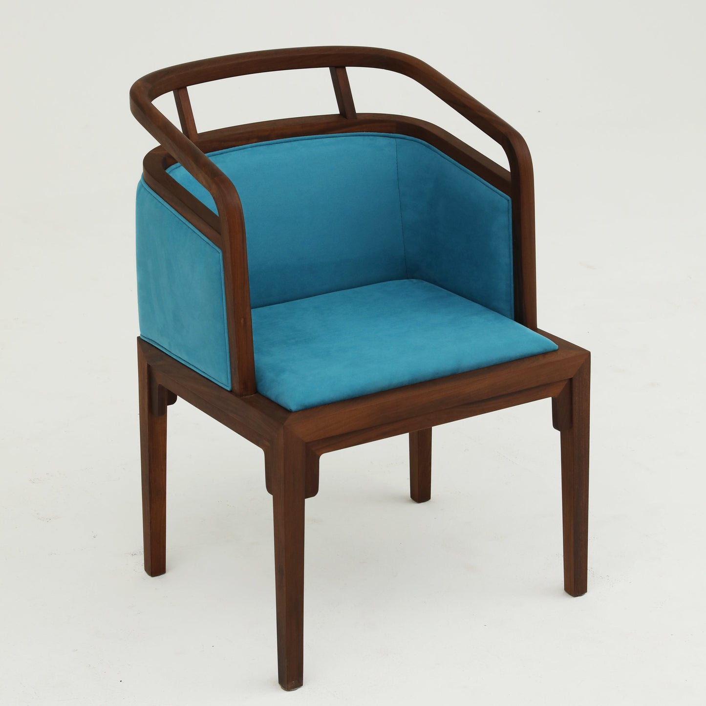 Handcrafted Minimalist hardwood Dining Chair, Elegant Armchair with Premium Hardwood Frame and Tech Fabric Upholstery