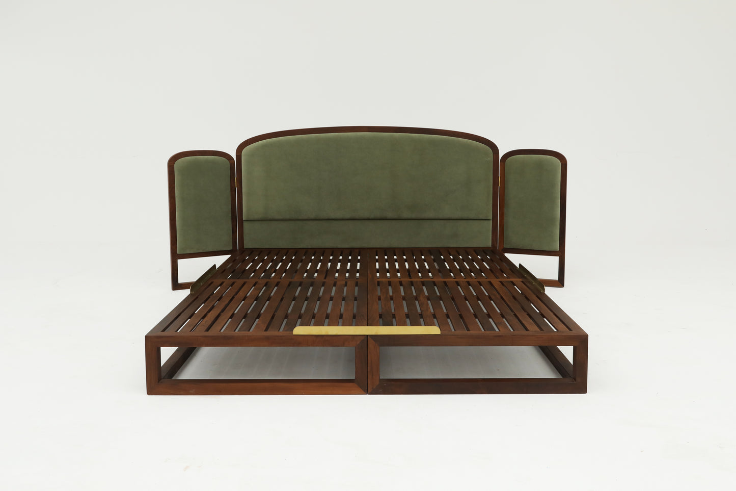 Handcrafted hardwood Luxurious Forest Green Upholstered Bed