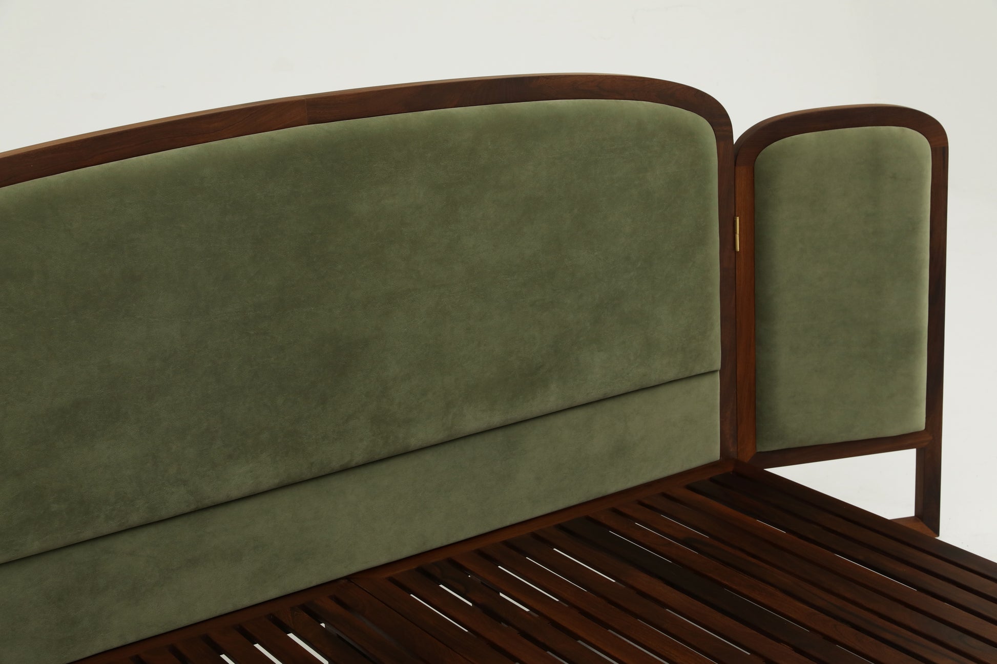 Handcrafted  hardwood Luxurious Forest Green Upholstered  Bed - SOHOO