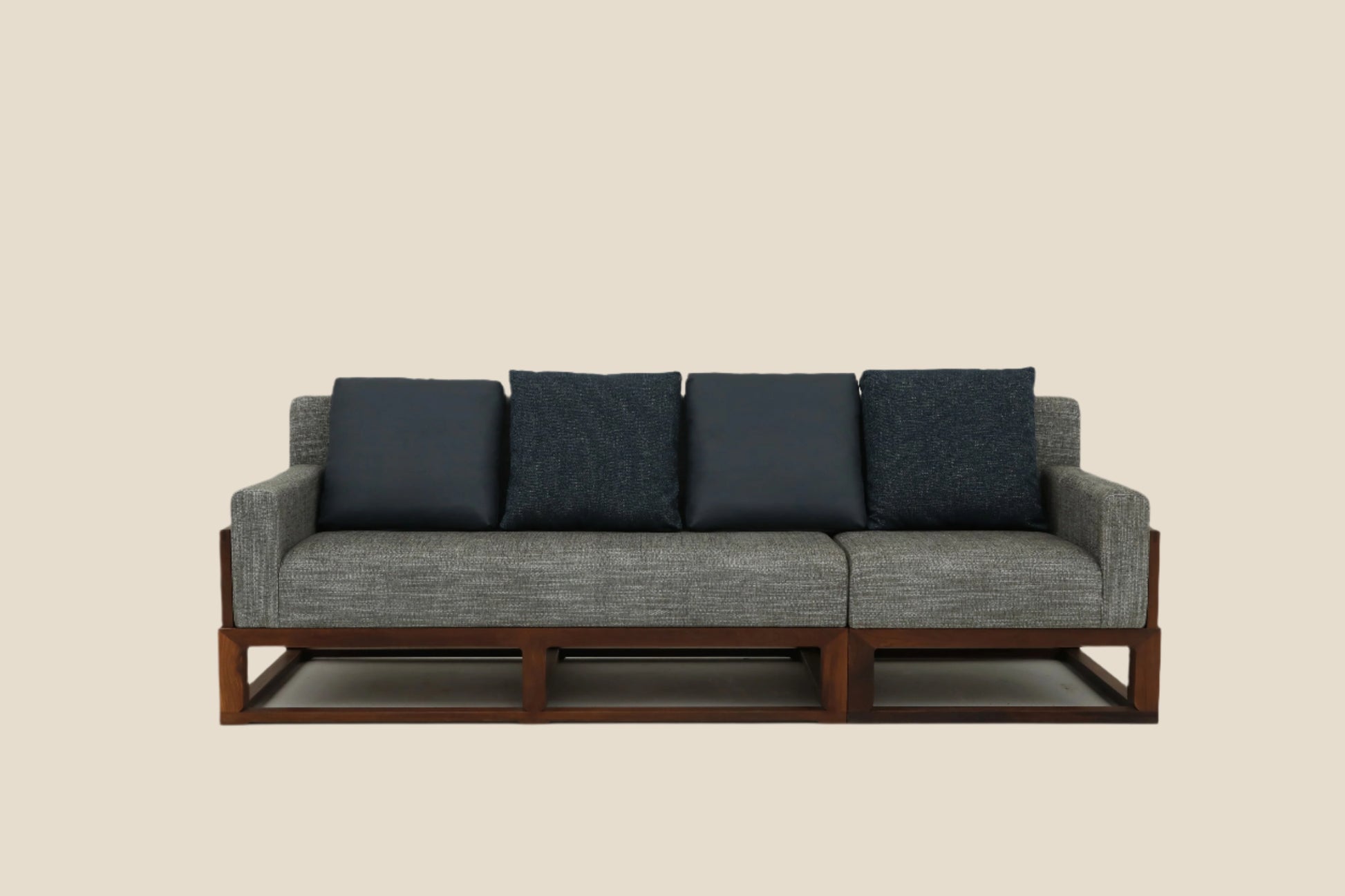 Handcrafted  hardwood modern Three-Seater Sofa, easy-clean, skin-friendly, single-seater sofa - SOHOO