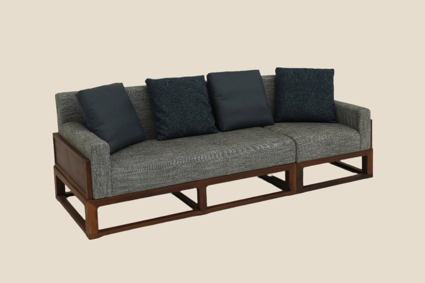 Handcrafted  hardwood modern Three-Seater Sofa, easy-clean, skin-friendly, single-seater sofa - SOHOO