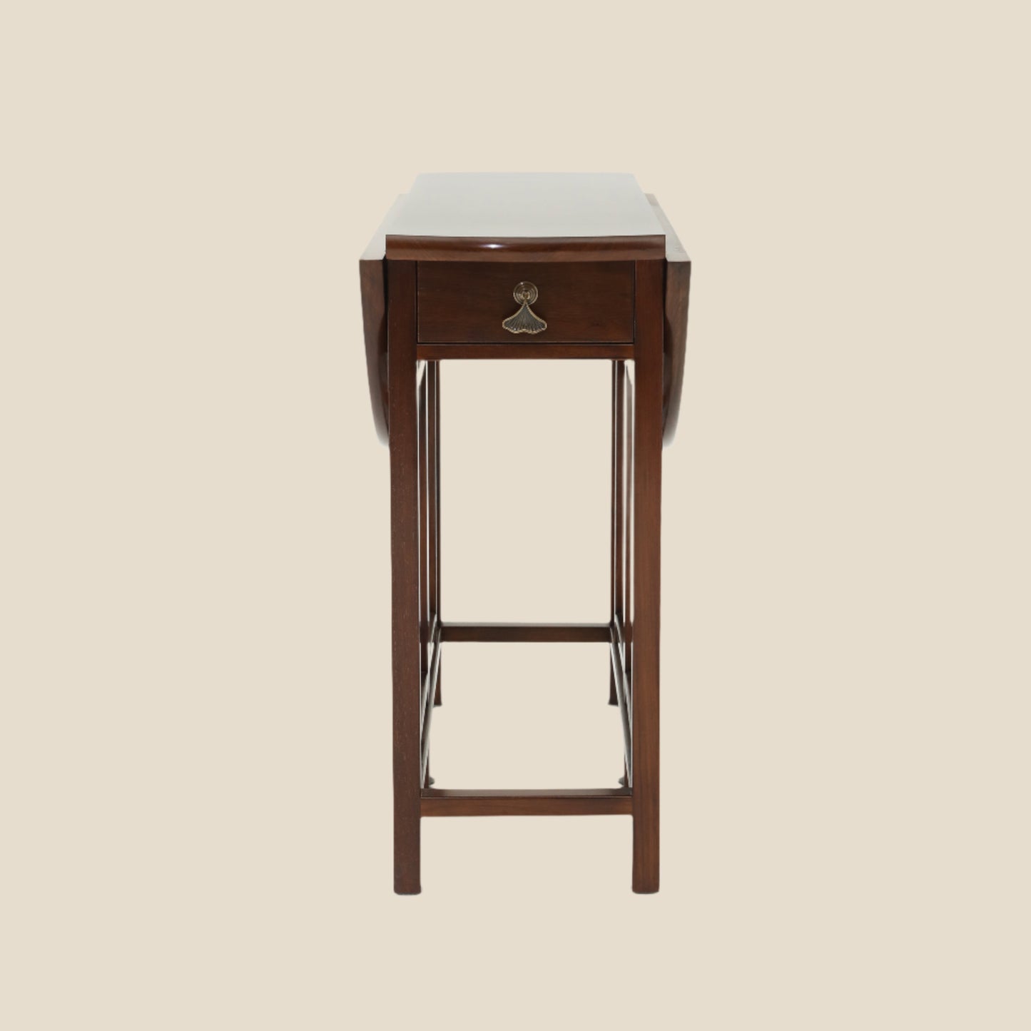 Handcrafted Natural Hardwood Multifunctional Drop-Leaf Dining Table Set, compact stool - SOHOO