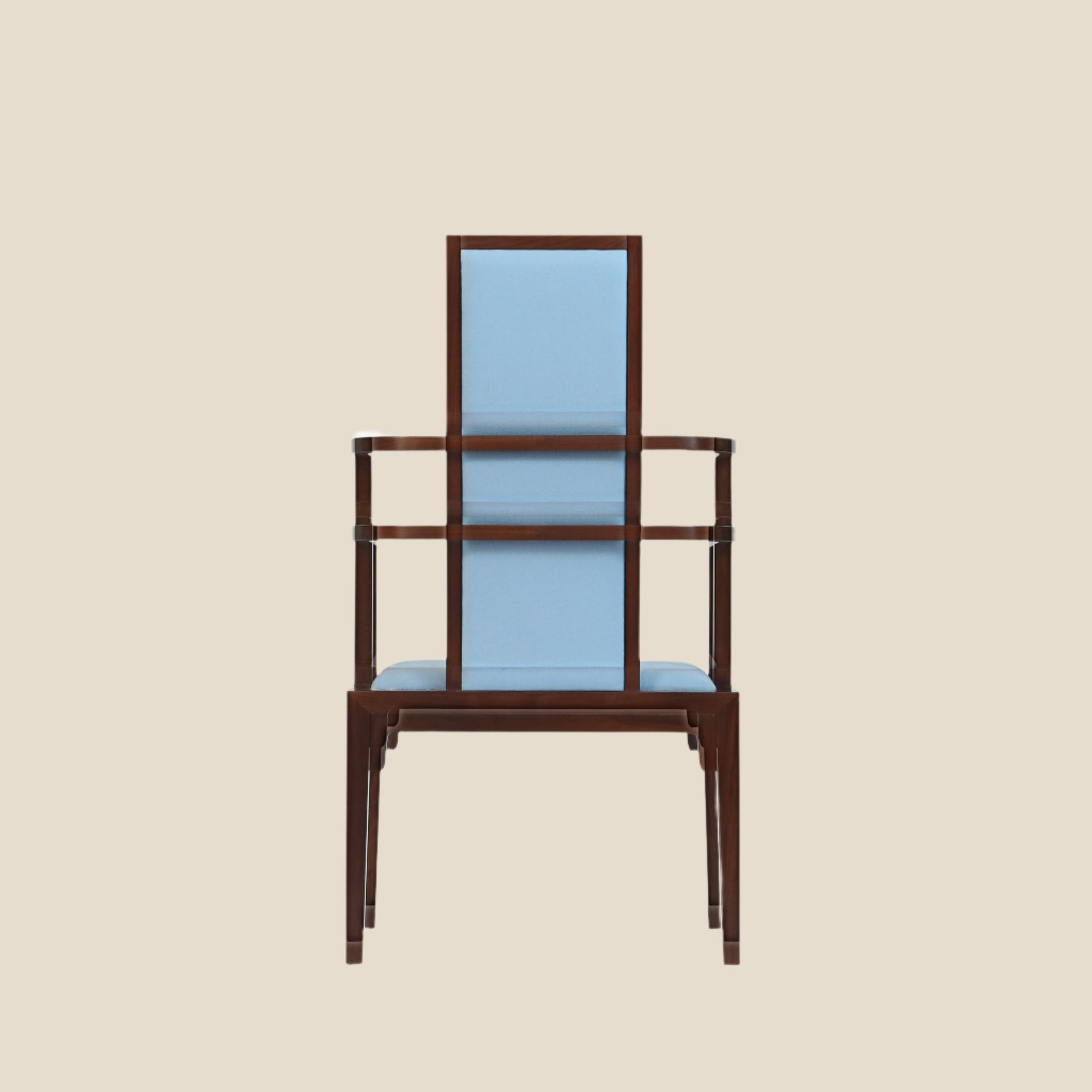 Handcrafted Wooden Armchair with Blue Upholstery – Elegant and Timeless Design - SOHOO