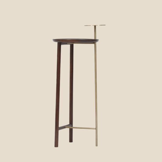 Handcrafted Solid Wood Flower Stand with Brass Accent - Minimalist Plant Display Rack,plant stand - SOHOO