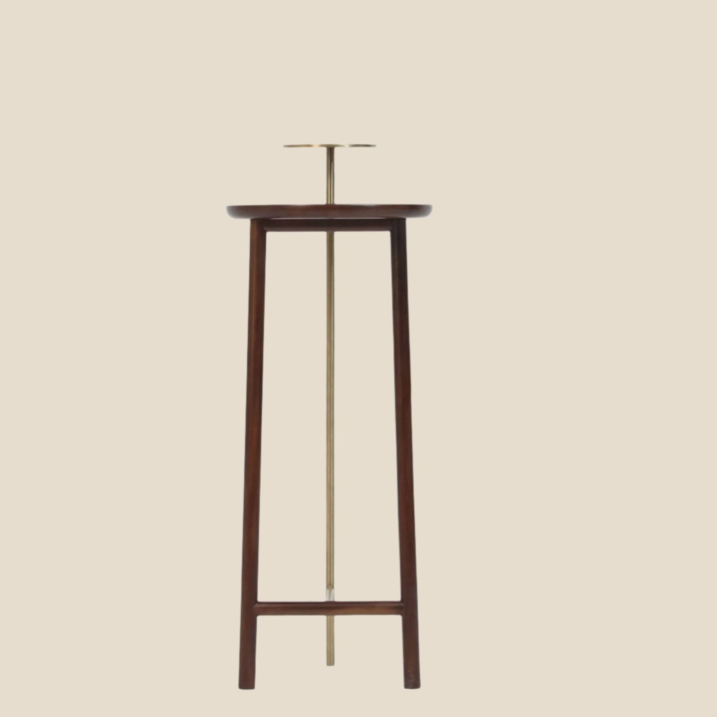 Handcrafted Solid Wood Flower Stand with Brass Accent - Minimalist Plant Display Rack,plant stand - SOHOO