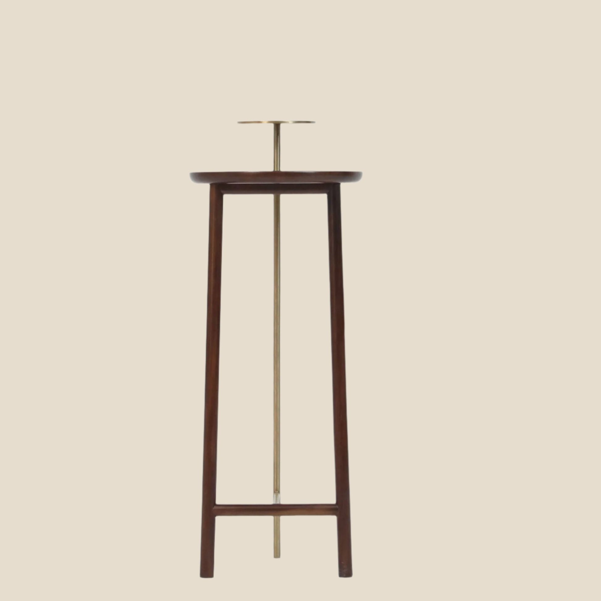 Handcrafted Solid Wood Flower Stand with Brass Accent - Minimalist Plant Display Rack,plant stand - SOHOO
