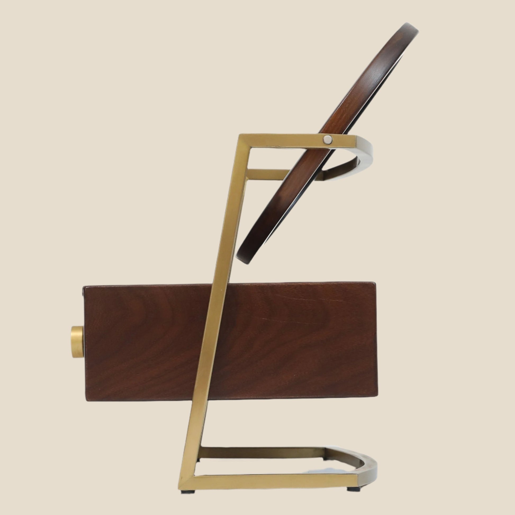 Handcrafted Hardwood Cosmetic Mirror with Brass Accents - SOHOO