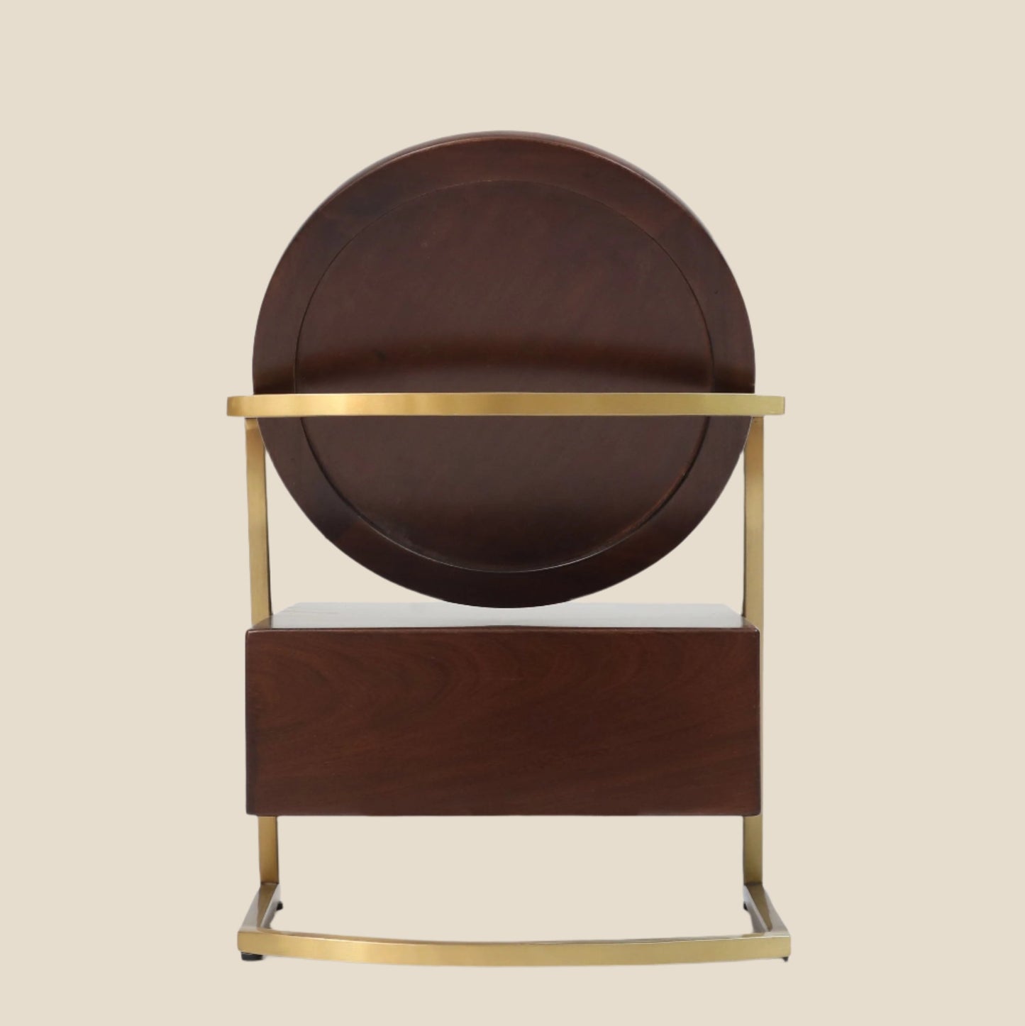 Handcrafted Hardwood Cosmetic Mirror with Brass Accents - SOHOO