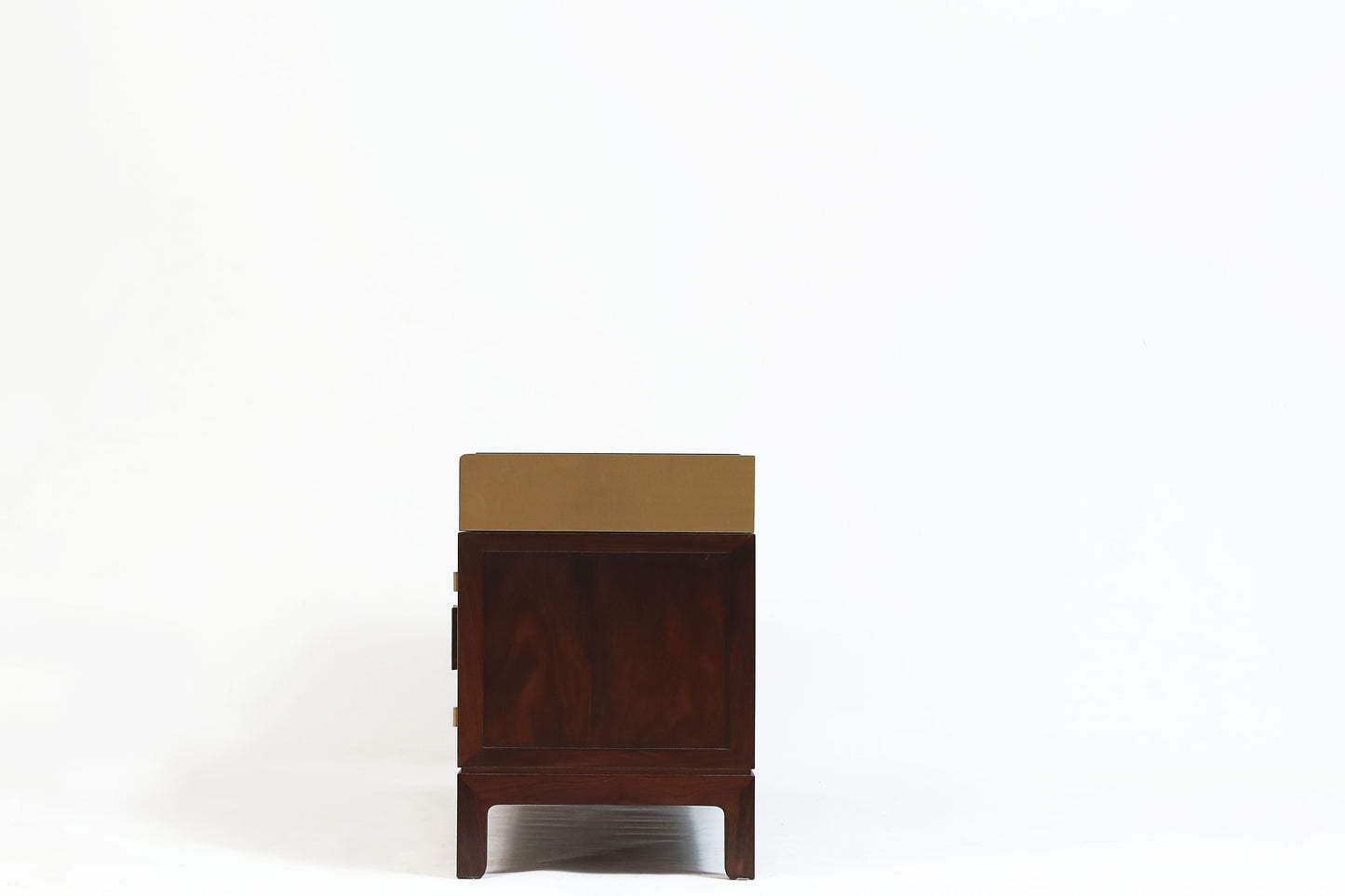 Modern Cane & Wood Buffet Cabinet with Brass Accents