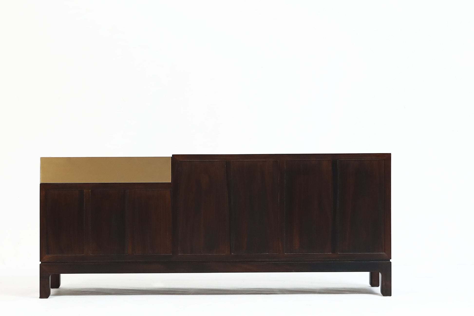 Modern Cane & Wood Buffet Cabinet with Brass Accents - SOHOO