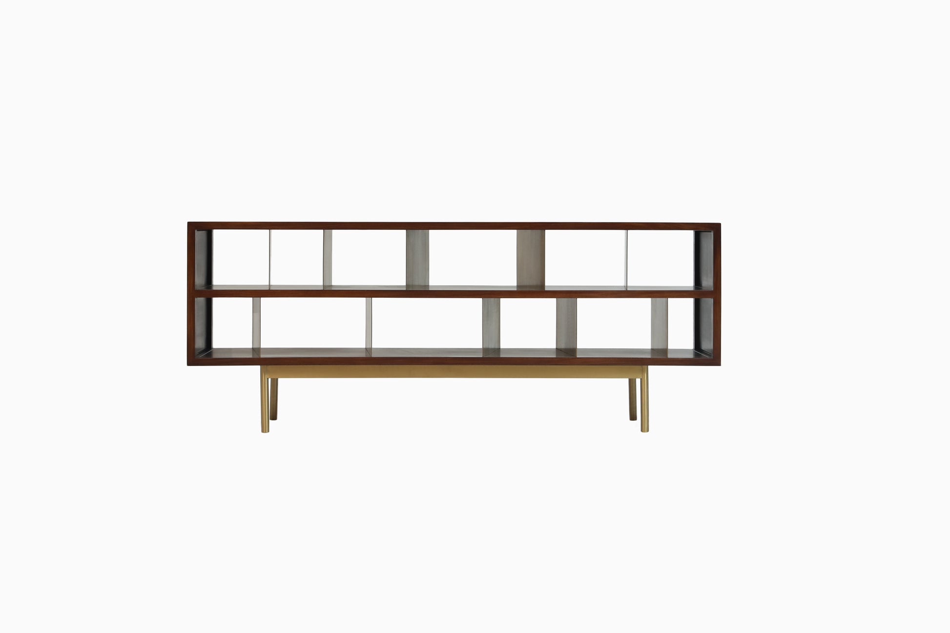 Handcrafted Elegant Modular Storage Shelf with Brass Accents - SOHOO