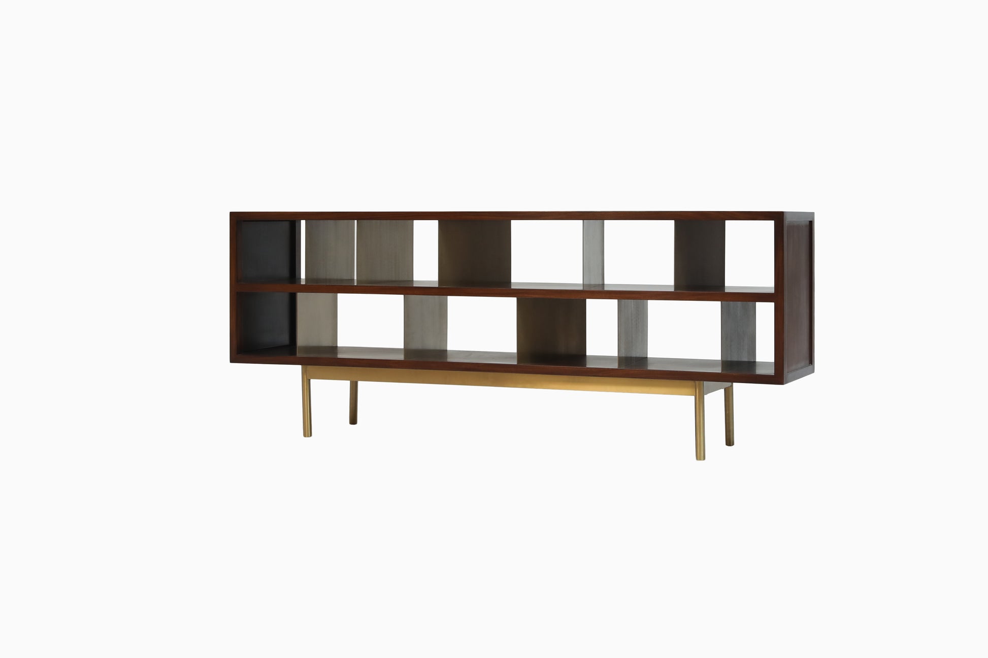 Handcrafted Elegant Modular Storage Shelf with Brass Accents - SOHOO