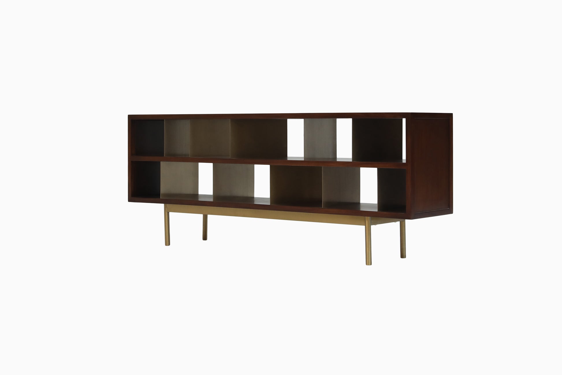 Handcrafted Elegant Modular Storage Shelf with Brass Accents - SOHOO