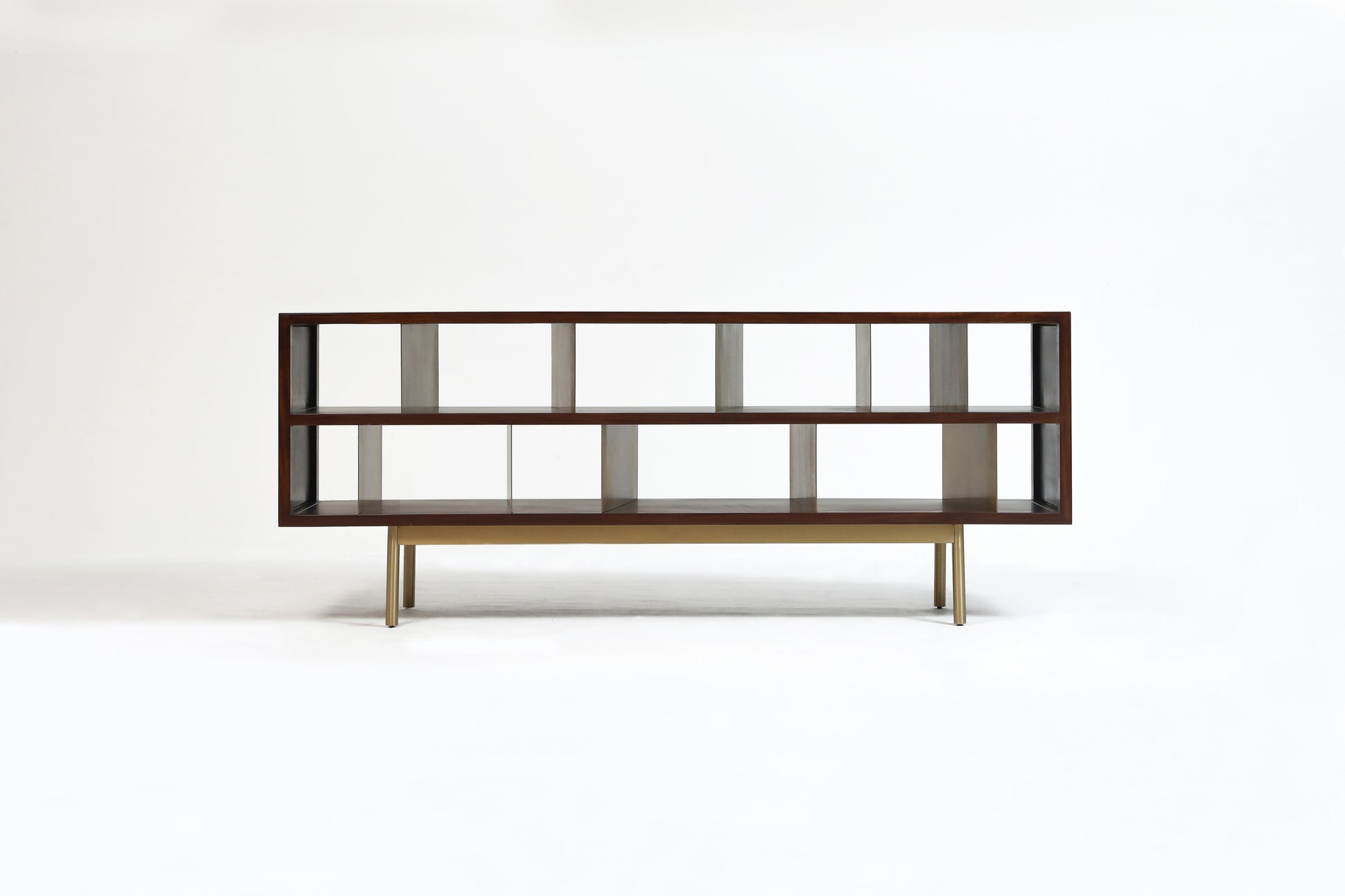 Handcrafted Elegant Modular Storage Shelf with Brass Accents - SOHOO