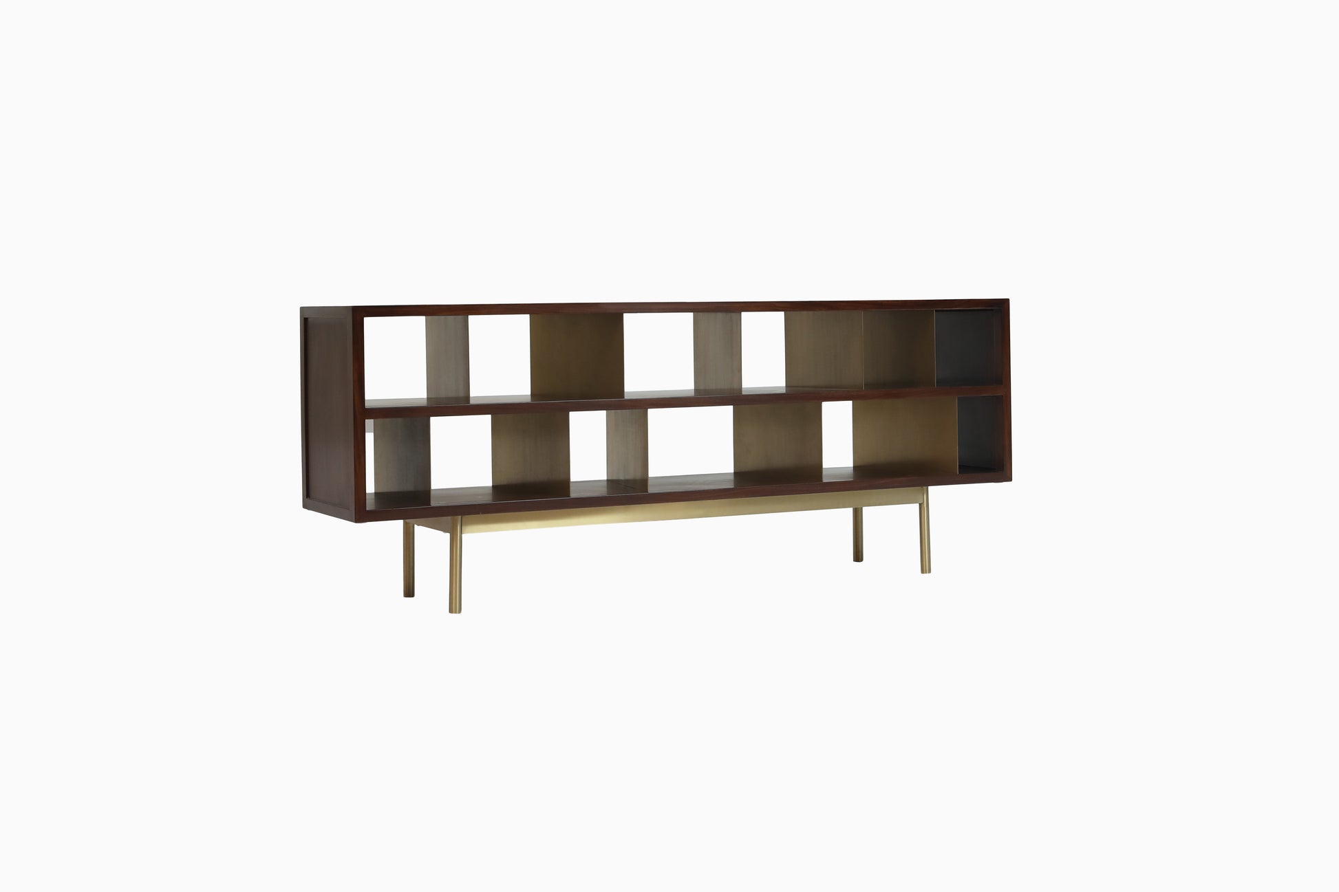Handcrafted Elegant Modular Storage Shelf with Brass Accents - SOHOO