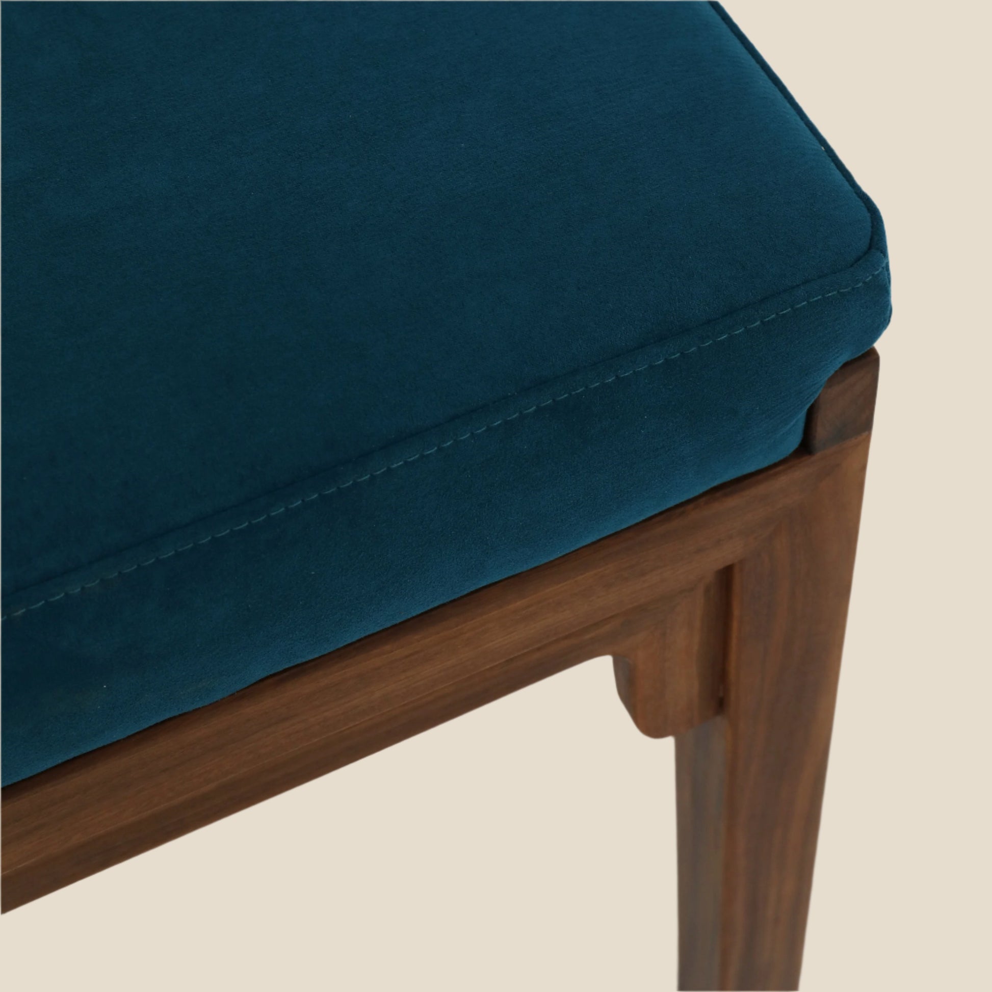 Handcrafted Elegant hard wood Stool with Upholstered Seat – Minimalist Design - SOHOO