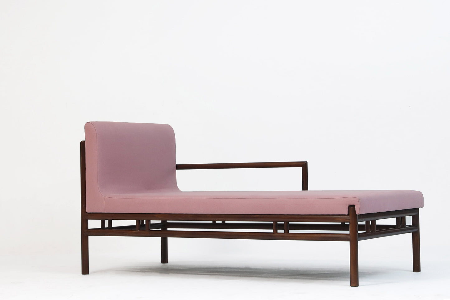 Handcrafted Elegant Wooden Chaise Lounge with Upholstered Cushion --