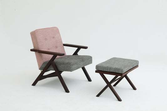 Handcrafted Lounge Chair and Stool Set for Modern Living Rooms - SOHOO