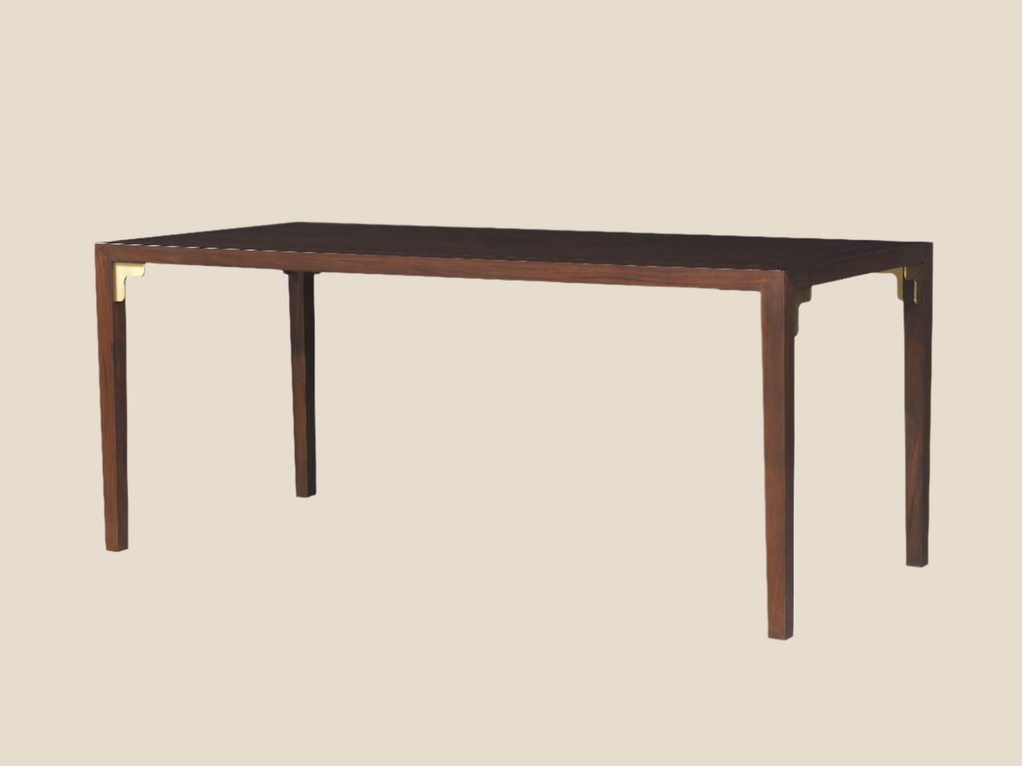 Handcrafted Minimalist Solid Wood Table with Brass Accents - SOHOO 