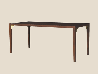 Handcrafted Minimalist Solid Wood Table with Brass Accents - SOHOO 