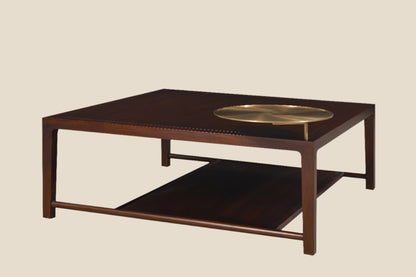 Handcrafted hardwood Modern Wooden Coffee Table with Brass Accent – Functional Elegance for Every Living Room - SOHOO 