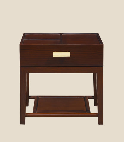 Handcrafted hardwood  Storage Nightstand with Brass Accent - SOHOO 